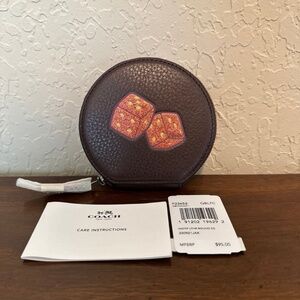 Coach Dark Brown Coin Purse with Dice Motif